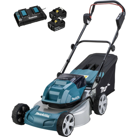 Cortacésped inalámbrico Makita DLM463PT2 con 2 baterías de 5,0 Ah