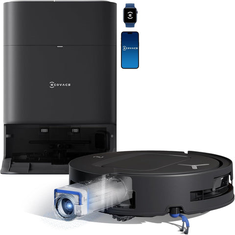ECOVACS DEEBOT T80 Omni Robot Aspirador Fregador, 18 000 Pa, Limpieza Automática Instantánea OZMO Roller, ZeroTangle 3.0, Lavado con Agua Caliente 40-75 ℃, Secado con Aire Caliente, Negro
