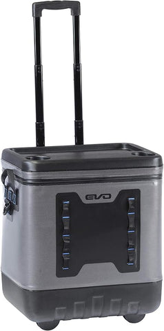 Nevera con ruedas Evolution Outdoor, aislada y a prueba de fugas, EVO Premium, con tapa moldeada en ABS, 8 presillas para accesorios y asa retráctil de 4 niveles